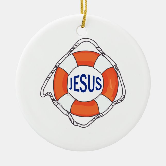 LIFE PRESERVER JESUS CERAMIC ORNAMENT (Front)