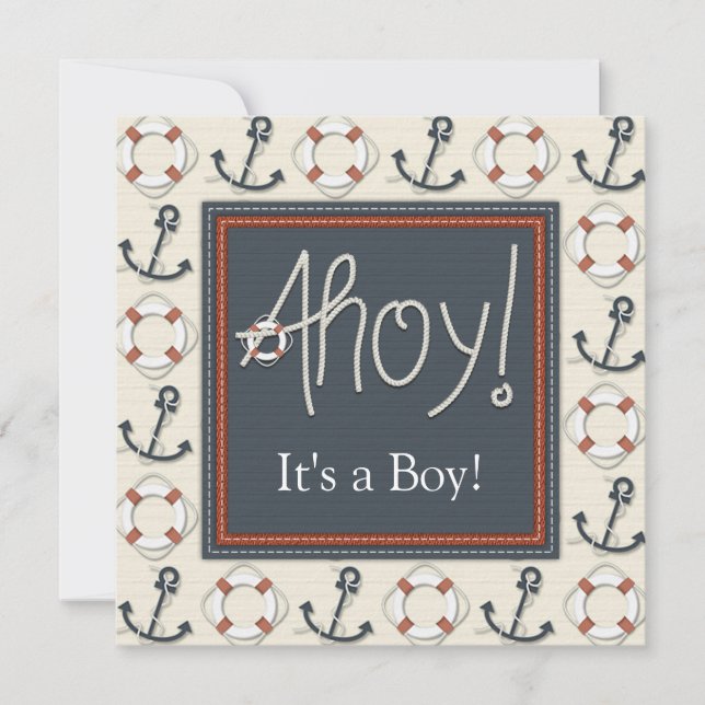 Life Ring Anchor Boys Nautical Baby Shower Invitation (Front)