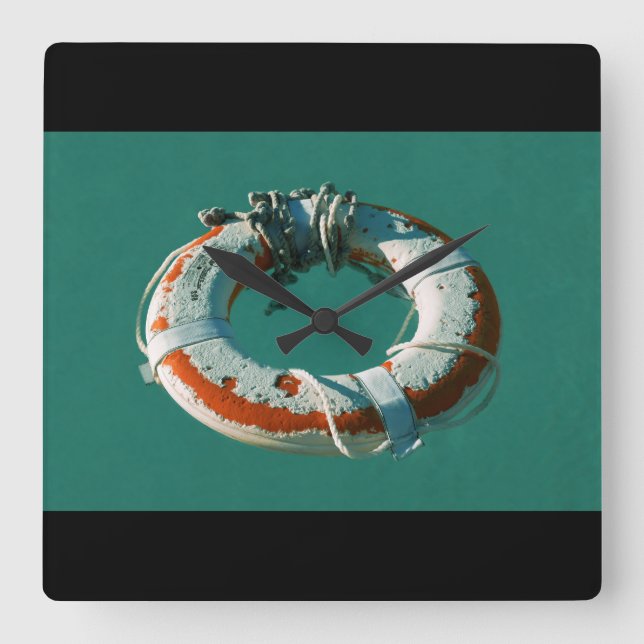 Life Ring Art Photograph Square Wall Clock (Front)