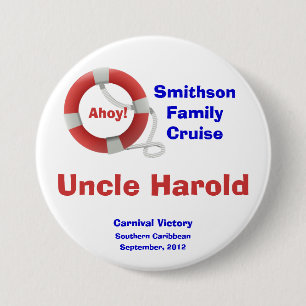 Life Ring Cruise Custom Name Badge 3 Inch Round Button