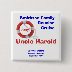 Life Ring Cruise Personalized Name Badge 2 Inch Square Button