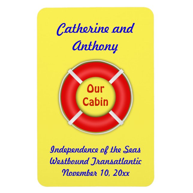 Life Ring Custom Yellow Stateroom Door Marker Magnet (Vertical)
