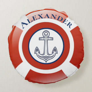 Life Ring Nautical Round Pillow
