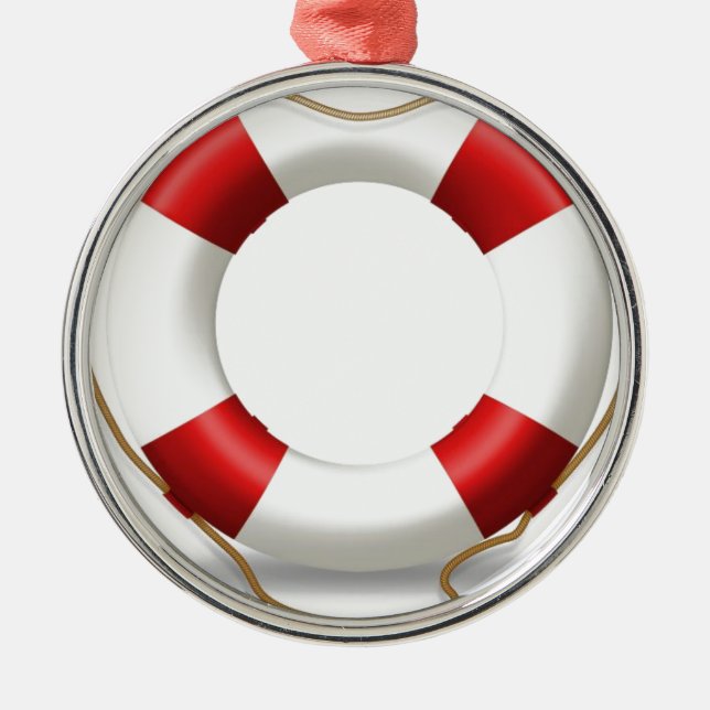 Life Ring Preserver Metal Ornament (Front)