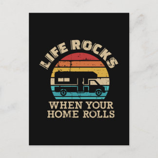 Life rocks when your home rolls vintage RV Postcard