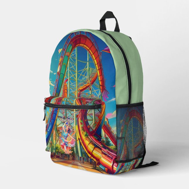 Life,roller coaster, Let's have fun! Printed Backpack (Back Corner Right)
