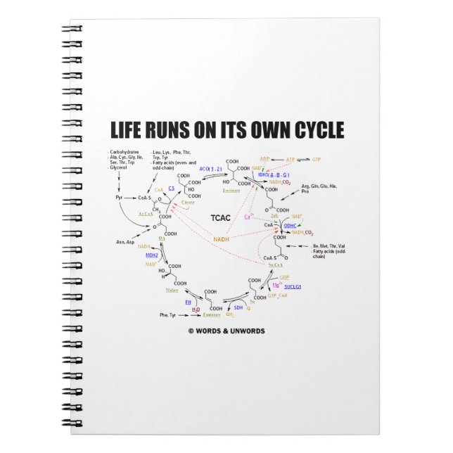 Life Runs On Its Own Cycle Krebs Cycle Humour Notebook (Front)
