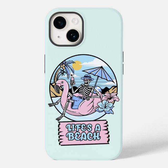 Life’s a Beach Skeleton Flamingo Float Case-Mate iPhone Case (Back)