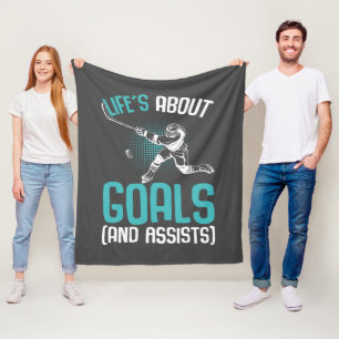 Life´s About Goals Hockey Player Ice Hockey Youth Fleece Blanket