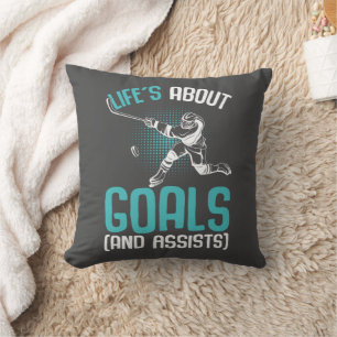 Life´s About Goals Hockey Player Ice Hockey Youth Throw Pillow