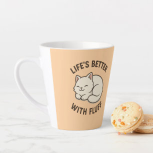 Life’s Better With Fluff – Cute Chibi Cat Latte Mu Mug