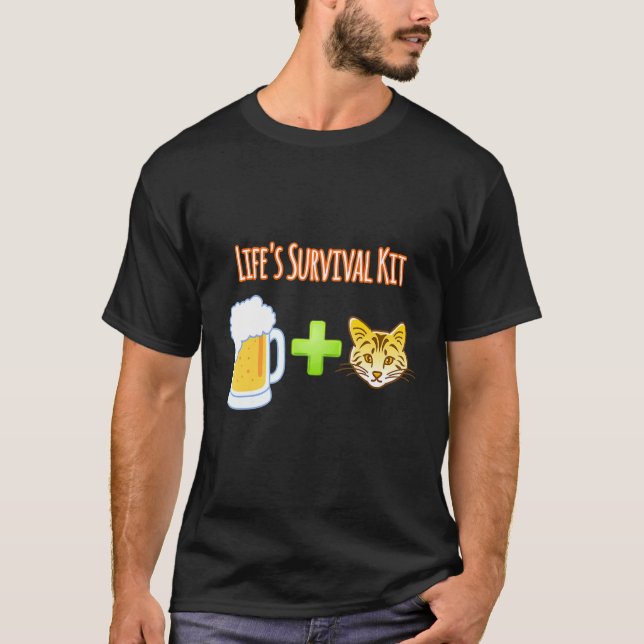 Life S Survival Kit Beer Plus Cats Design T-Shirt (Front)