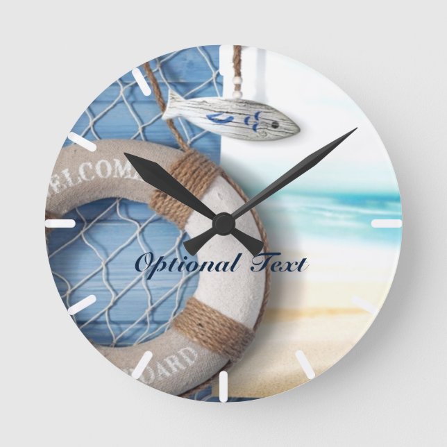 Life Saver Beach Scene Round Clock (Front)