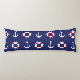 Life Savers & Anchors Nautical Pattern Body Pillow