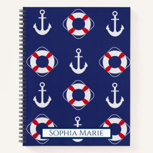 Life Savers & Anchors Nautical Pattern Notebook