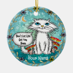 Life Scraggles Cat  Ceramic Ornament