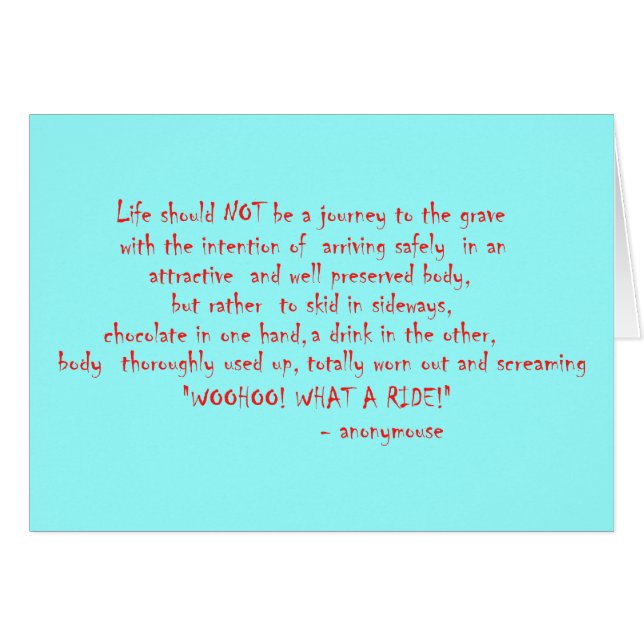 Life should not be a journey (Front Horizontal)