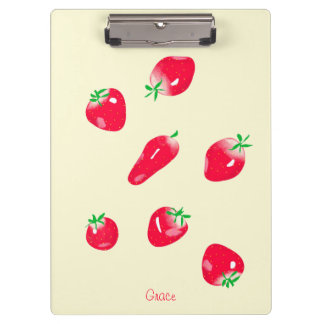 Life-Sized Juicy Red Strawberries (Beige) Clipboard