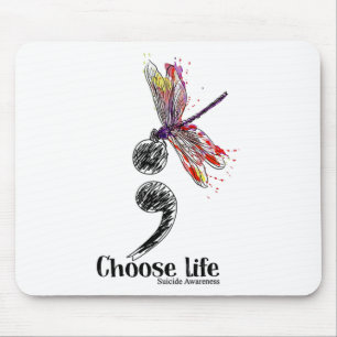 Life Suicide Awareness Colourful Dragonfly Mouse Pad