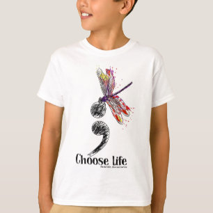 Life Suicide Awareness Colourful Dragonfly T-Shirt