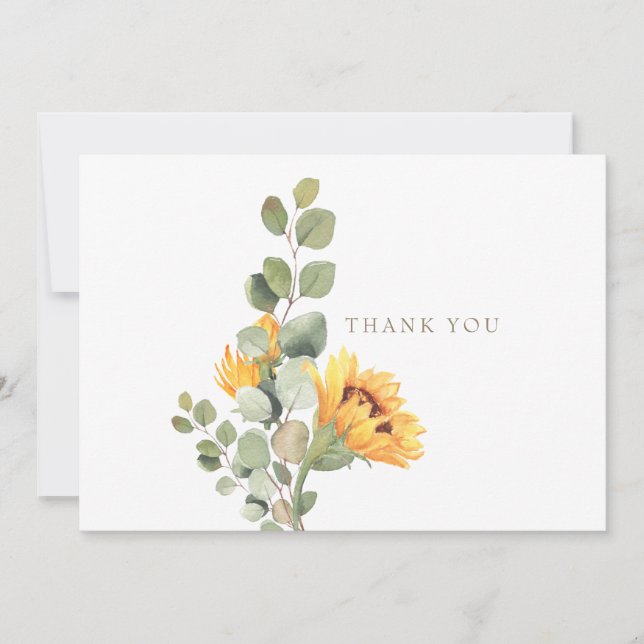 Life Sunflower Foliage Funeral Thank You (Front)