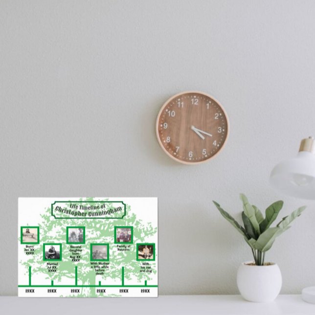  Life Timeline Photos and Captions on a Green Tree Poster (Creator Uploaded)