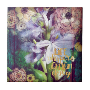 Life Whispers Listen Digital aRt Collage Tile