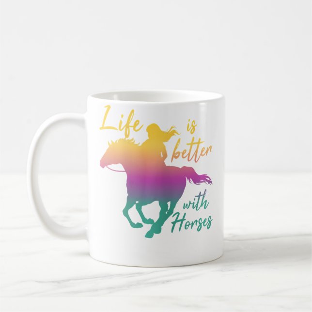 Life With Horses Women Horseback Riding Horse Owne Coffee Mug (Left)
