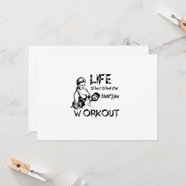 Life Won't Work Out Until You Workout Invitation (Front/Back In Situ)