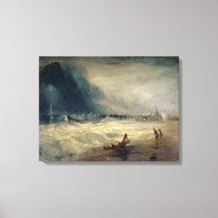 Lifeboat and Manby Apparatus going off to a strand Canvas Print