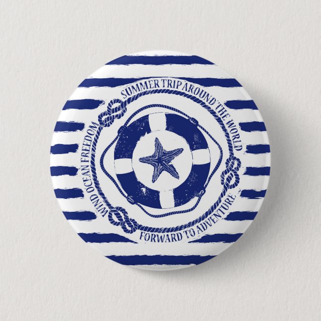 Lifebuoy And Starfish 2 Inch Round Button (Front)