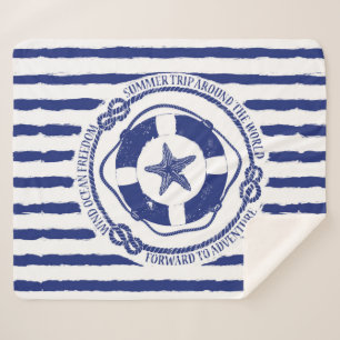 Lifebuoy And Starfish Sherpa Blanket