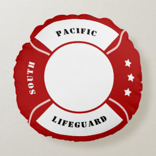 Lifebuoy Nautical Pillow Blue White Personalizable