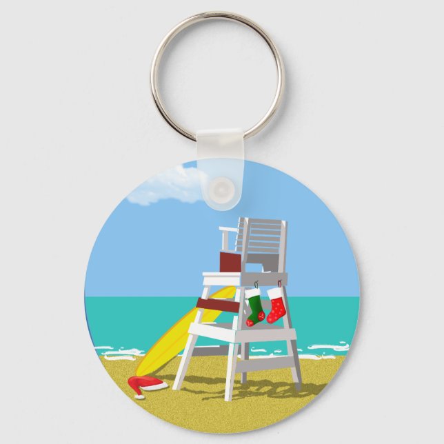Lifeguard Chair at Christmas Keychain (Front)