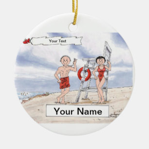 Lifeguard Couple Ceramic Ornament