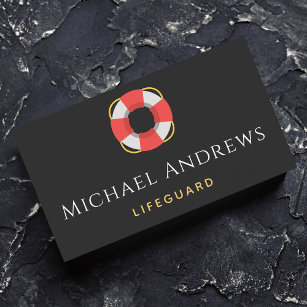 Lifeguard Float Life Buoy Pool Beach Simple Grey Business Card