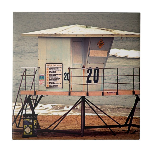 Lifeguard House Huntington Beach Tile (Front)