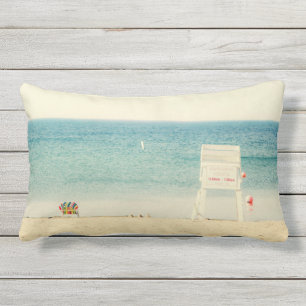 Lifeguard Stand Sandy Beach Outdoor Lumbar Pillow