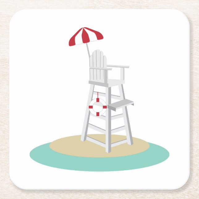 Lifeguard Stand Square Paper Coaster (Front)