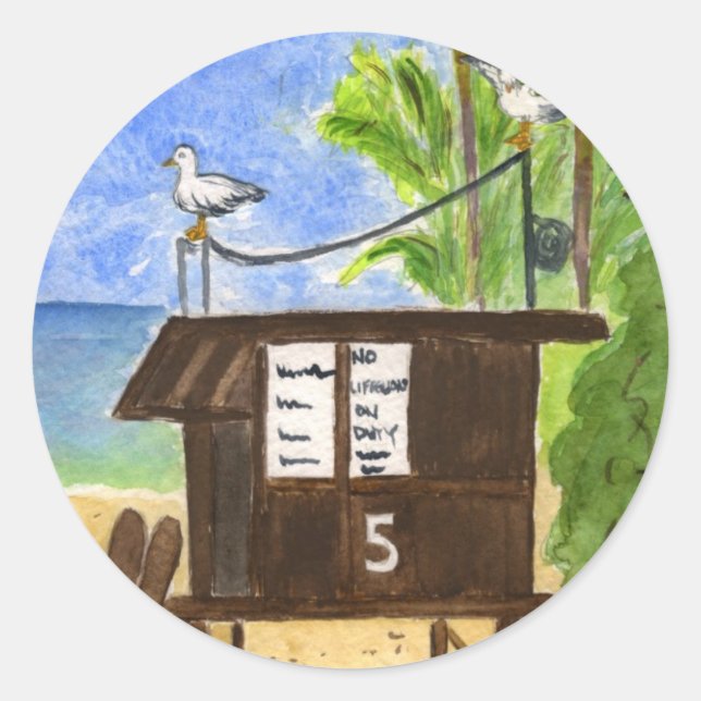Lifeguard Station 5 Classic Round Sticker (Front)