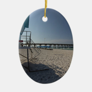 Lifeguard Tower at Panama City Beach Pier Ceramic Ornament