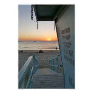 Lifeguard Tower At Sunset Photo Print