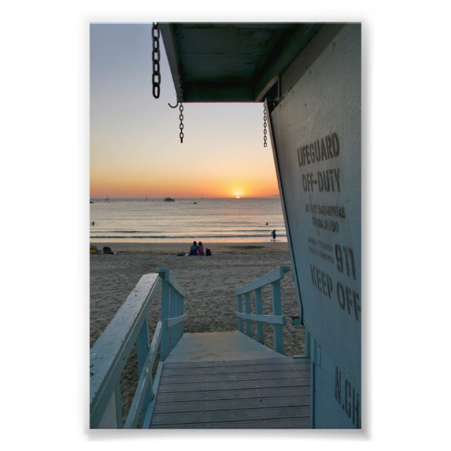 Lifeguard Tower at Sunset Photo Print (Front)