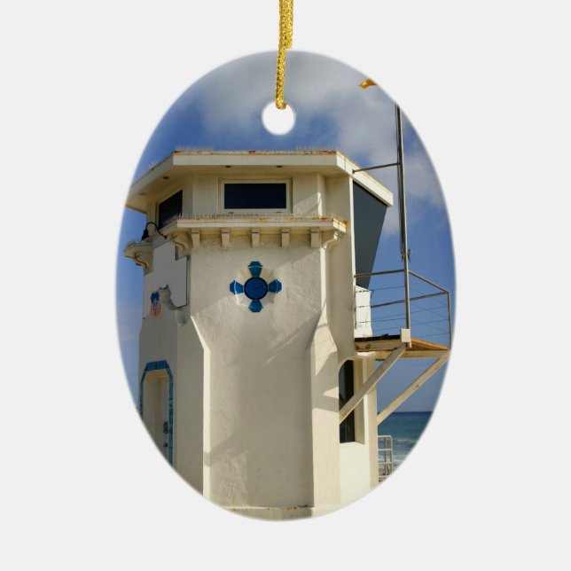 Lifeguard Tower Ceramic Ornament (Front)