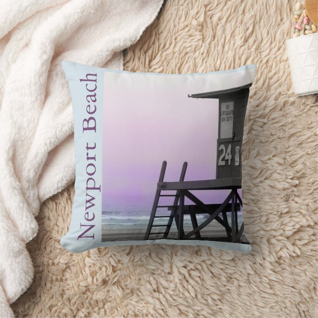 Lifeguard Tower Newport Beach Throw Pillow (Blanket)