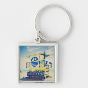 Lifeguard Tower   South Beach, Miami, Fl Keychain