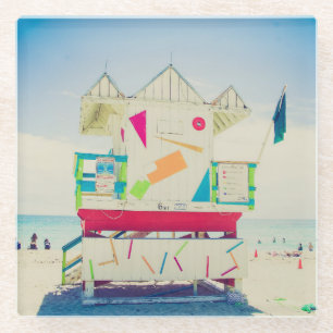 Lifeguard Tower South Beach, Miami Glass Coaster