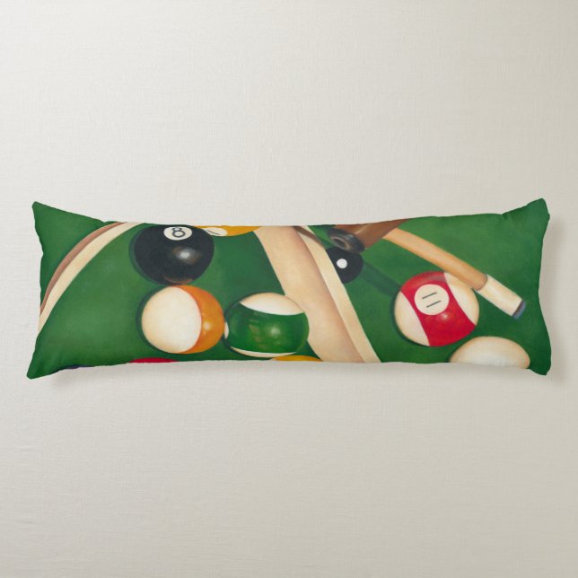 Lifelike Billiards Table with Balls and Chalk Body Pillow (Front)