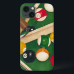 Lifelike Billiards Table with Balls and Chalk iPhone 13 Case<br><div class="desc">Rack 'em up with this spectacular painting of a billiards table by Jennifer Goldberger. The balls look new, the felt looks immaculate, and the chalk has already been applied to the cue sticks. Hang this in your home, or gift it to a friend or loved one who enjoys a game...</div>