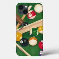 Lifelike Billiards Table with Balls and Chalk